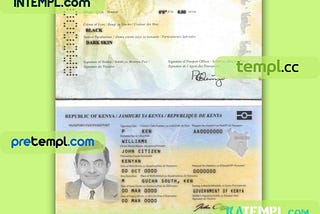 Kenya passport PSD download template, 2017-present