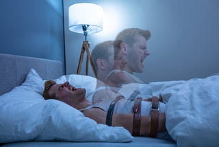 Man Suffering From Sleep Paralysis At Home — Photo