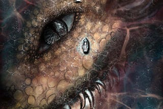 Cover: Title: The World Serpent, by Geovanni Botticella. A colossal serpent swims beneath the sea. Its eye is open looing toward the sky. A boat sails over the serpent, barely the size of its iris.