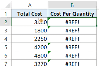 #ref error in excel