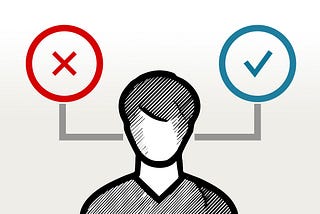 Illustration with a person at center of decision tree