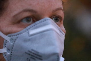 Woman wearing face mask