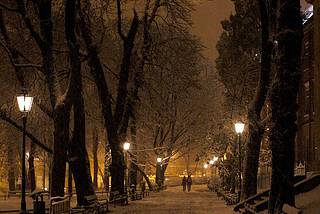 Snowy Night, Krakow, Poland