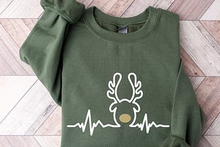 Heartbeat Christmas Sweatshirt, Christmas EKG Nurse Sweatshirt, EKG Line Christmas Sweatshirt, Christmas Reindeer, Medical Christmas Hoodie