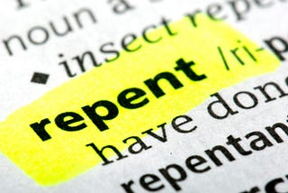 The word “repent” highlighted in yellow.