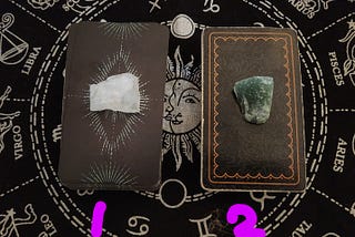 Two tarot card piles side by side for a pick-a-pile reading, labeled Pile One and Pile Two, inviting the viewer to intuitively choose.