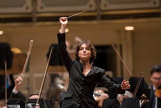 The author conducting an orchestra.