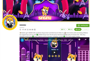 🎯Check out SingInu now! The project will soon have a Presale on ApeSale!