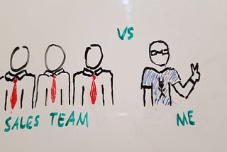 A lone freelancer competes against a professional sales team.