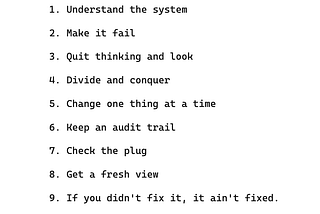9 golden rules for debugging