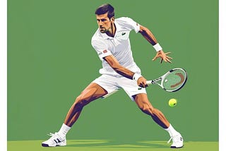 Novak Djokovic on the tennis field at Wimbledon championship. Start betting on Djokovic and other top tennis players with the best odds