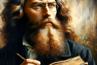 A classic poet with pen and book
