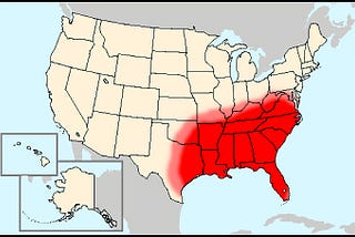 Map of southeastern states forming the “kidney stone” belt of the USA