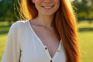 Jeanette at 16, a pretty ginger-haired girl in a light summer dress with a winning smile and a promising bust