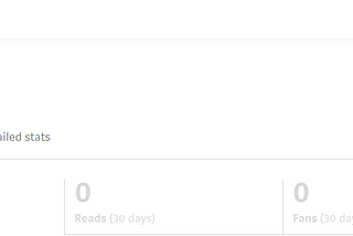 A screenshot of my Medium stats for the month, showing zero reads, zero fans and zero views for the entire month. And I was worried about being unceremoniously booted from the Medium partner program, crazy, right?