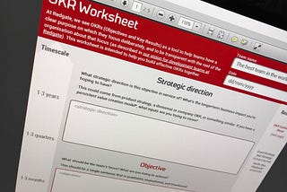 A picture of the OKR worksheet document in a pdf viewer