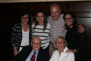 Senator Schumer with his Dad, Abe Schumer, and his family.