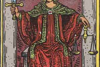 The Justice tarot card from Rider-Waite's deck