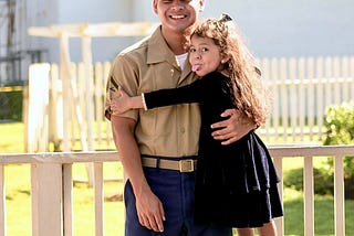 Portrait of me in my dress blue uniform with my little sister