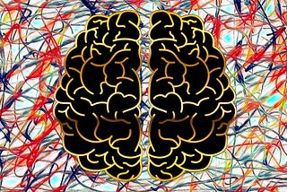 brain overlay atop multi colrod background consciousness