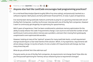 Do you feel that LeetCode encourages bad programming practices?