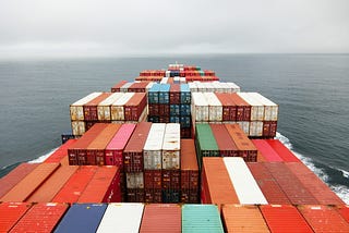 Cargo containers on ship