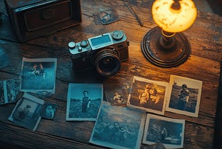 Nostalgic Memories — Vintage Camera and Old Photographs in Warm Light