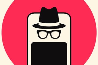 an incognito user with hat and glasses peering through an i phone