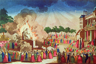 Another contemporary print of the festival, this time with crowds watching the statue burn