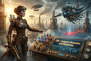 Image made with Gemini. The result is somewhat apocalyptic. Prompt: EDR (Endpoint Detection and Response)A critical defense against the very real chaos of modern cyber threats in the AI era.