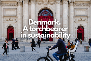 People walking and cycling on a busy day in Denmark