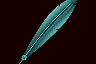 Artwork of a feather quill on a black field. The WE PAW Bloggers avatar image — from Adobe clip art