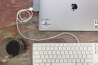 An impromptu photo of my (very dirty) desk.