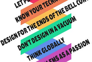 An angular, rainbow depiction of design non-negotiables; read the article headers for the 6 item list.