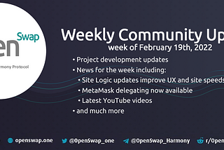 Community Update for the week of Feb 19th, 2022