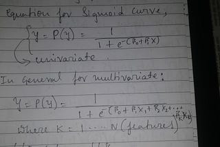 Logistic Regression equation explained with example