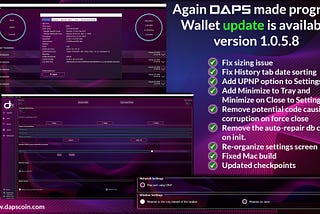 DAPS coin V1–0–5–8 Update