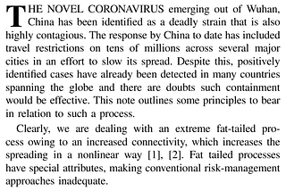 Systemic Risk of Pandemic Via Novel Pathogens: Commentary, Part 1 of 6