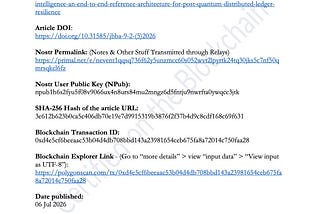 Why the World’s Leading Blockchain Journal Has Begun Anchoring Research on Polygon and Nostr