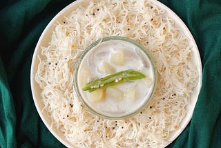 A Delicious SouthIndian Coconuty Ishtu Served with Tempered Rice Noodles or Sevai.