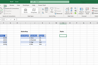 spreadsheet with two fact tables and table to be imported