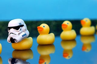 Ducks in a row with Darth Vader Duck