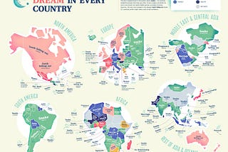 Most Common Dream in Every Country — a map image