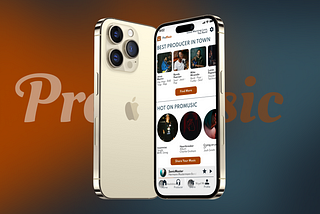 A mockup of ProMusic Homepage with logo in the background