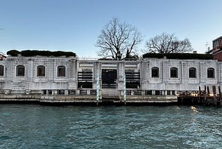 Palazzo Venier dei Leoni, the home of the Peggy Guggenheim Collection, seen from the Grande Canale, March 2025.