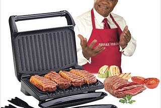 Behind The George Foreman Lean Mean Fat-Reducing Grilling Machine
