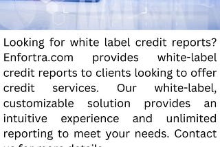 White Label Credit Report | Enfortra.com