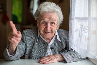 Old lady with a treasure of knowledge.