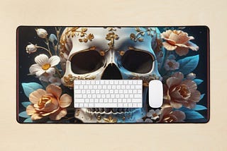 Redefine Your Workspace with a Floral Skull Pattern Desk Pad