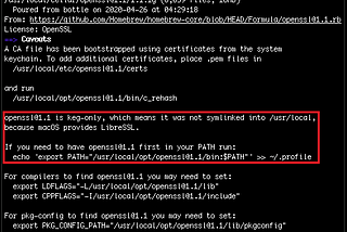 Output of “brew info openssl”